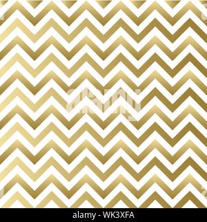 Chevron gold and white vector pattern. Zigzag background for Christmas design Stock Vector