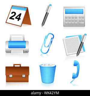 illustration of set of office icons on isolated background Stock Photo