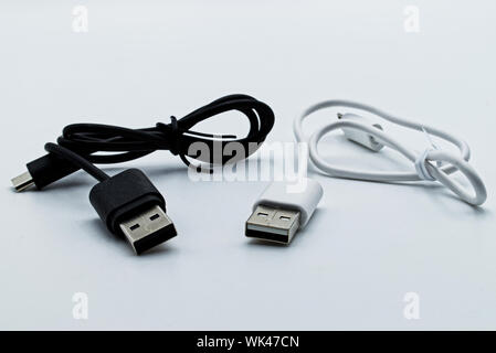 Black and white usb plugs isolated on a white background Stock Photo