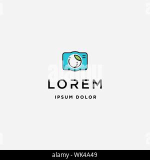 Camera Leaf Logo Template Design Vector Icon Stock Vector