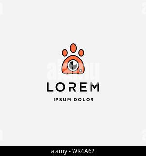 Dog Paw Camera Logo Template Vector Design Stock Vector