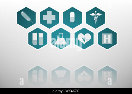 Digitally generated medical interface in blue and white Stock Photo