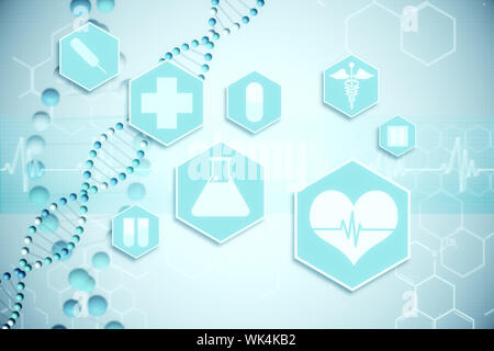 Digitally generated medical icons in blue and white Stock Photo