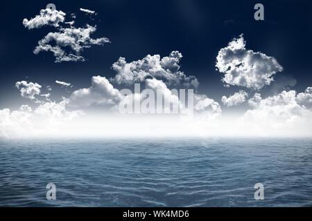 Digitally generated cloudy sky and blue ocean Stock Photo