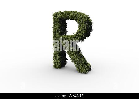 Capital letter r made of leaves on white background Stock Photo