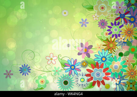 Digitally generated girly floral design in green Stock Photo