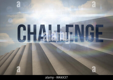 The word challenge against steps against blue sky Stock Photo