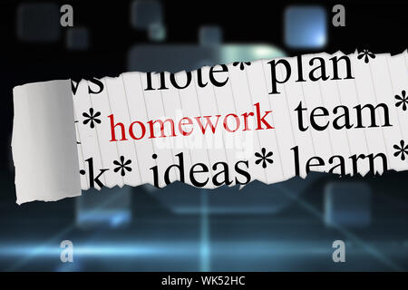 The word homework against futuristic technology interface Stock Photo