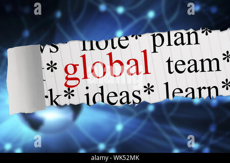 The word global against digital earth background Stock Photo