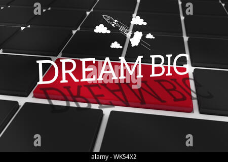 The word dream big and idea and innovation graphic against black keyboard with red key Stock Photo
