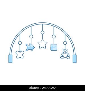 Baby Arc With Hanged Toys Icon. Thin Line With Blue Fill Design. Vector Illustration. Stock Vector