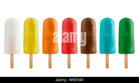 variety of fruits ice lolly, isolated on white background Stock Photo