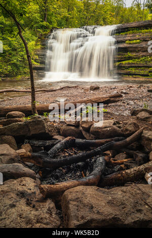 Horizontal View of the Main Cascade of Pixley Falls with Fireplace in Foreground Stock Photo