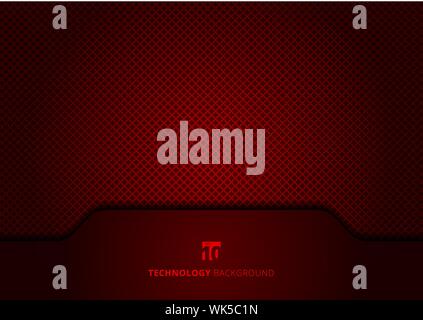 Template technology concept geometric header red and black grid background and texture. Vector illustration Stock Vector