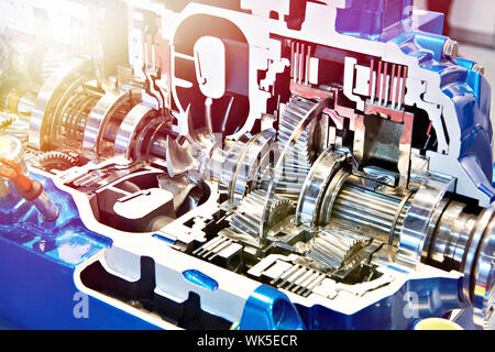Automatic transmission in the section at the exhibition Stock Photo