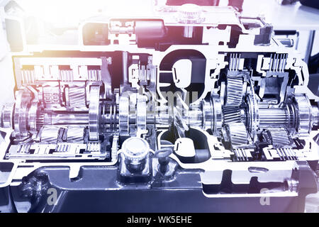 Automatic transmission in the section at the exhibition Stock Photo