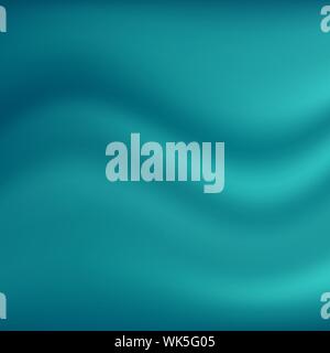 Smooth elegant silk or satin luxury cloth fabric blue turquoise wave background and texture with space for your text. Vector illustration. Stock Vector