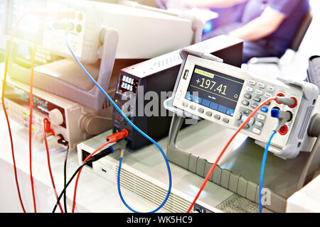 Universal voltmeter and electronic measuring devices Stock Photo