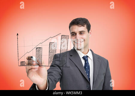 Composite image of businessman drawing graph against orange Stock Photo