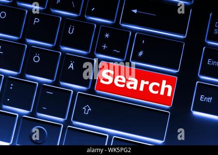 internet search concept with word and key on keyboard Stock Photo