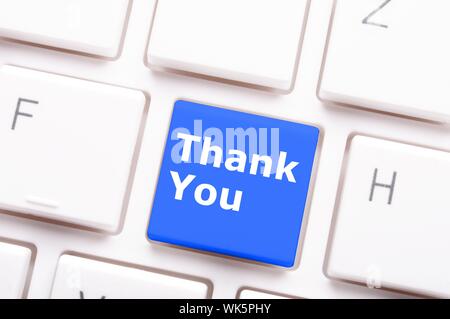 thank you or thanks concept with key on keyboard Stock Photo