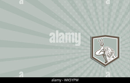 Business card Neptune Poseidon Trident Circle Retro Stock Photo - Alamy
