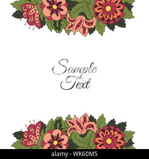 Cover for the book album. Background for inscriptions. Doodle flowers. Banner, Promotional flyer. Creativity, design Stock Vector