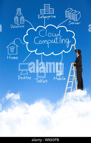 business man draw cloud computing chart Stock Photo