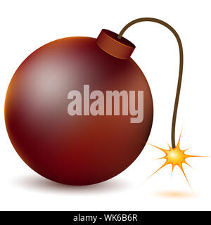 illustration of burning atom bomb on white background Stock Photo