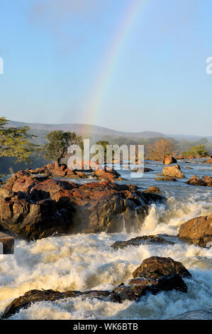 Top of of the Ruacana waterfalls on the border of Namibia and Angola at sunrise Stock Photo