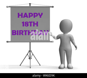 Happy Eighteenth Birthday Board Showing Happy Celebration And Special Occasion Stock Photo