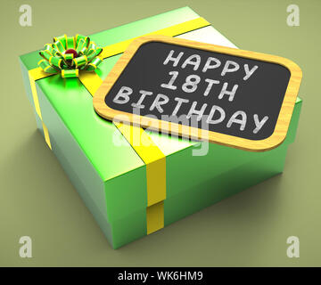 Happy Eighteenth Birthday Present Meaning Teenage Celebration And Surprise Event Stock Photo
