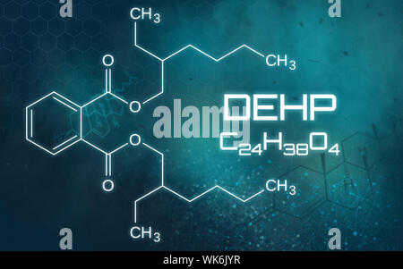 Chemical formula of DEHP on a futuristic background Stock Photo