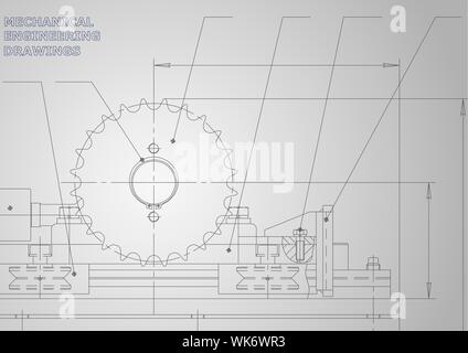 Mechanical engineering drawings on a gray background. Vector ...