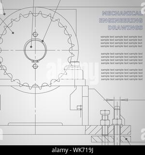 Mechanical engineering drawings on a gray background. Vector ...