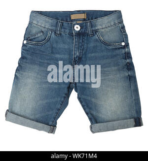 Blue jeans shorts isolated on white background Stock Photo