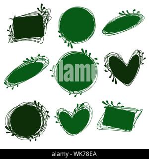 Tags set for inscriptions. Labels for organic products. Tags natural, dietary, useful products. Bio logos. Green label. Doodle tags Stock Vector