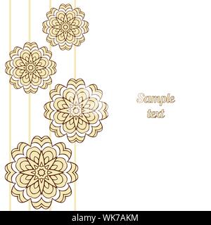 Cover, Oriental-style card. Mandala floral pattern in cream, brown colors Stock Vector