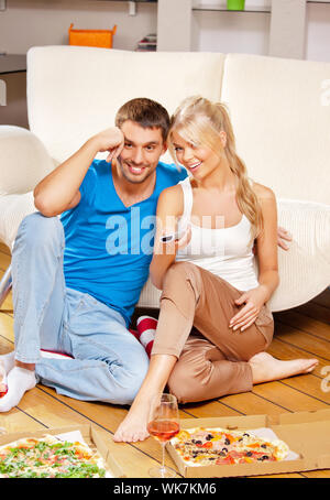 romantic couple having dinner Stock Photo