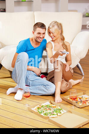 romantic couple having dinner Stock Photo