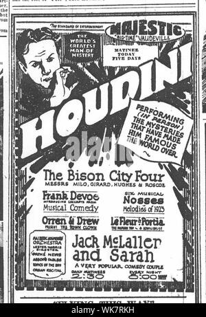 Vintage poster showing famous magician Houdini Stock Photo