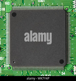 Square black microcircuit - a photo close up Stock Photo
