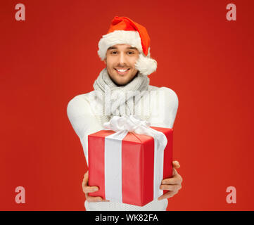 handsome man in christmas hat Stock Photo