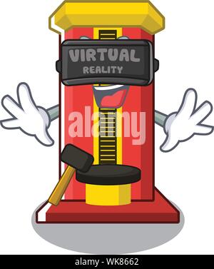 Virtual reality hammer game machine isolated in character Stock Vector