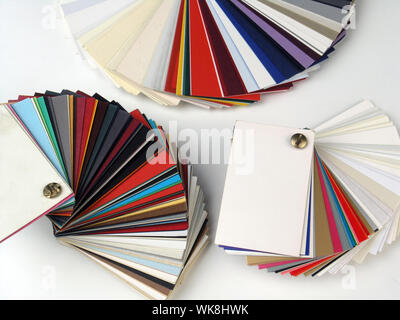 Colored samples of different papers on white background Stock Photo