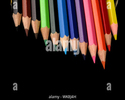 Colored Pencils in a Row Stock Photo