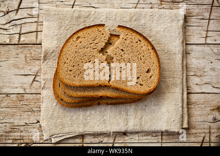 rye bread on rustic wooden background Stock Photo