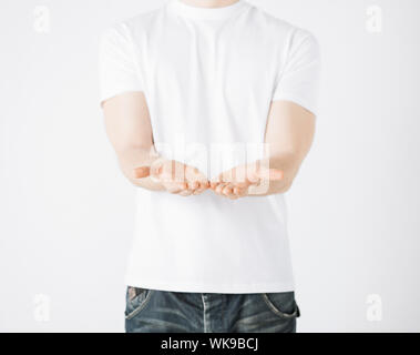 mans hands showing something Stock Photo
