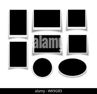 set of frames for photos, pictures or illustrations. Different size, shape and edge width Stock Vector