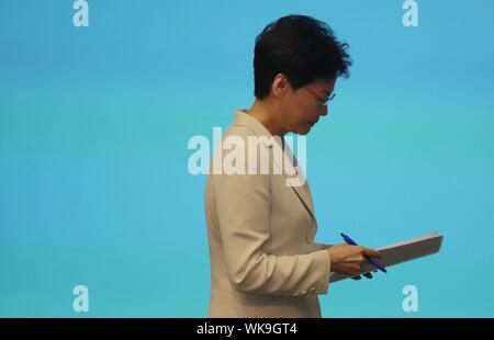 Hong Kong, CHINA. 18th June, 2019. HKSAR Chief Executive Carrie Lam officially announced complete withdrawal of proposed EXTRADITION BILL ( otherwise known as Fugitive Offender's Law ) this evening through television broadcast.( File Photo ) Sept-4, 2019 Hong Kong.ZUMA/Liau Chung-ren Credit: Liau Chung-ren/ZUMA Wire/Alamy Live News Stock Photo